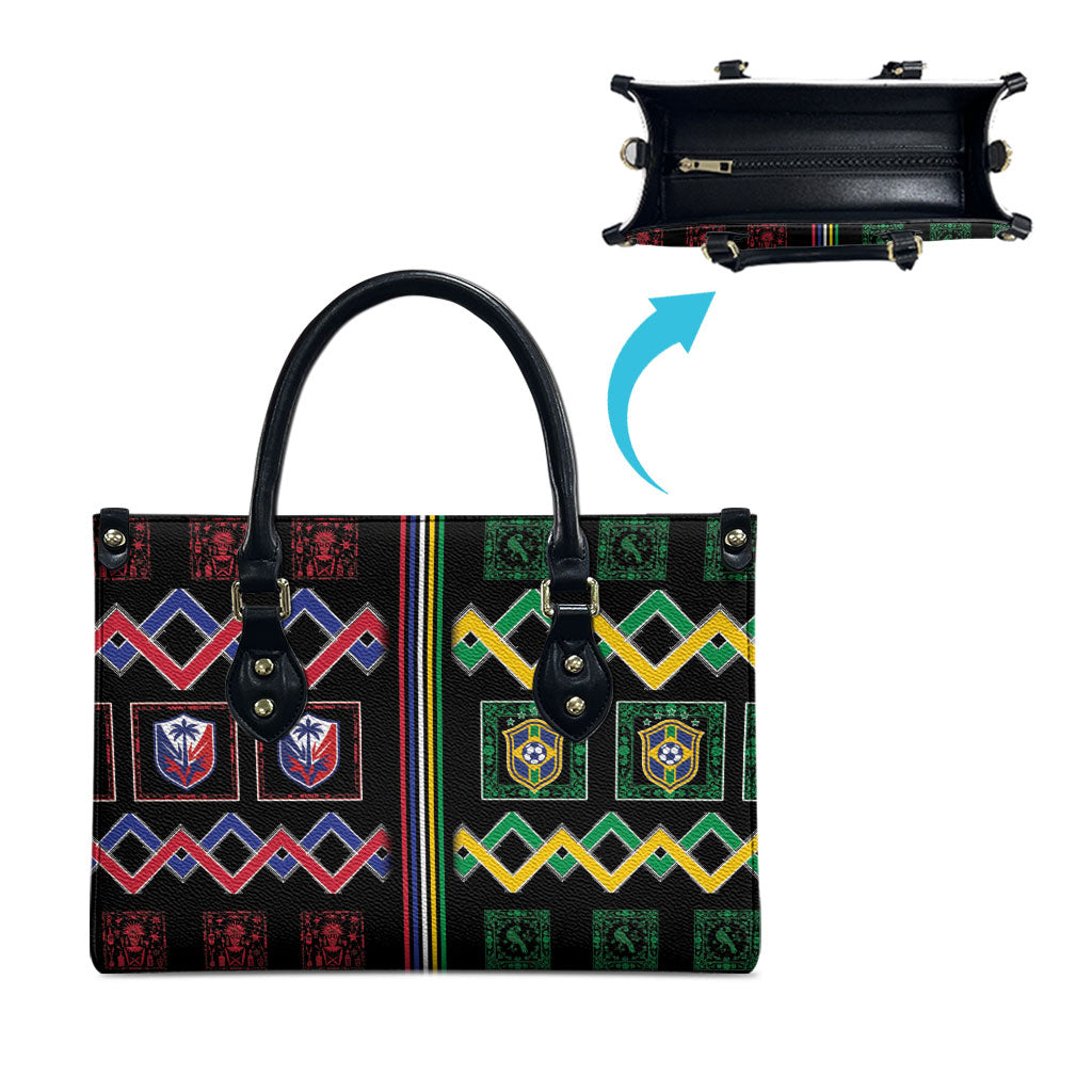 Brazil And Haiti Football Leather Bag Mix Brazilian Haitian Roots