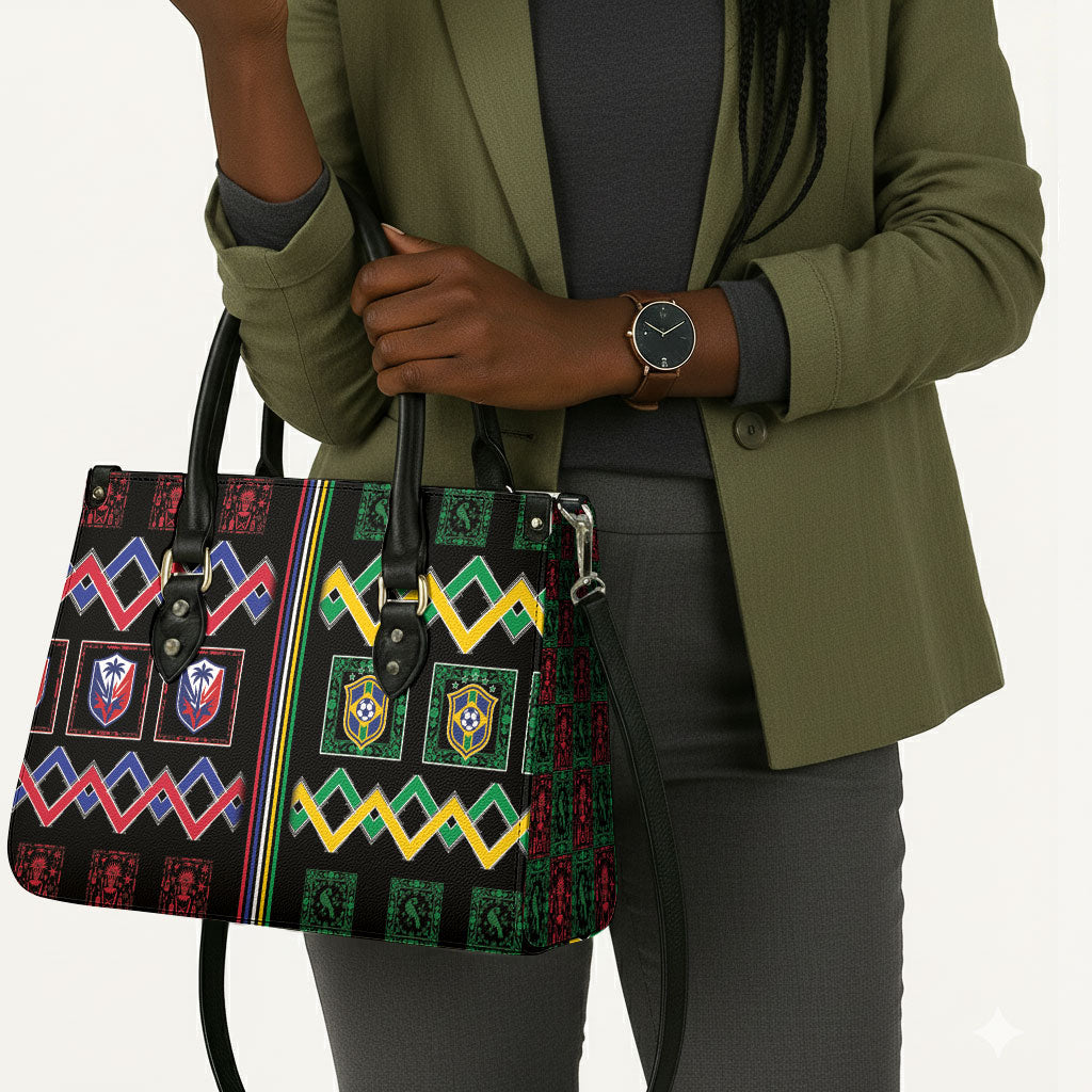Brazil And Haiti Football Leather Bag Mix Brazilian Haitian Roots