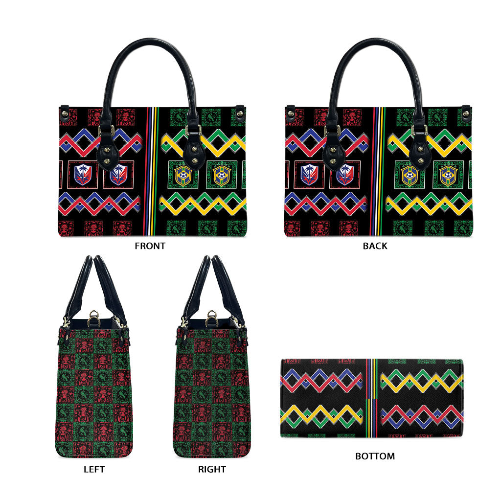 Brazil And Haiti Football Leather Bag Mix Brazilian Haitian Roots