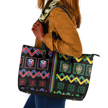 Brazil And Haiti Football Leather Tote Bag Mix Brazilian Haitian Roots