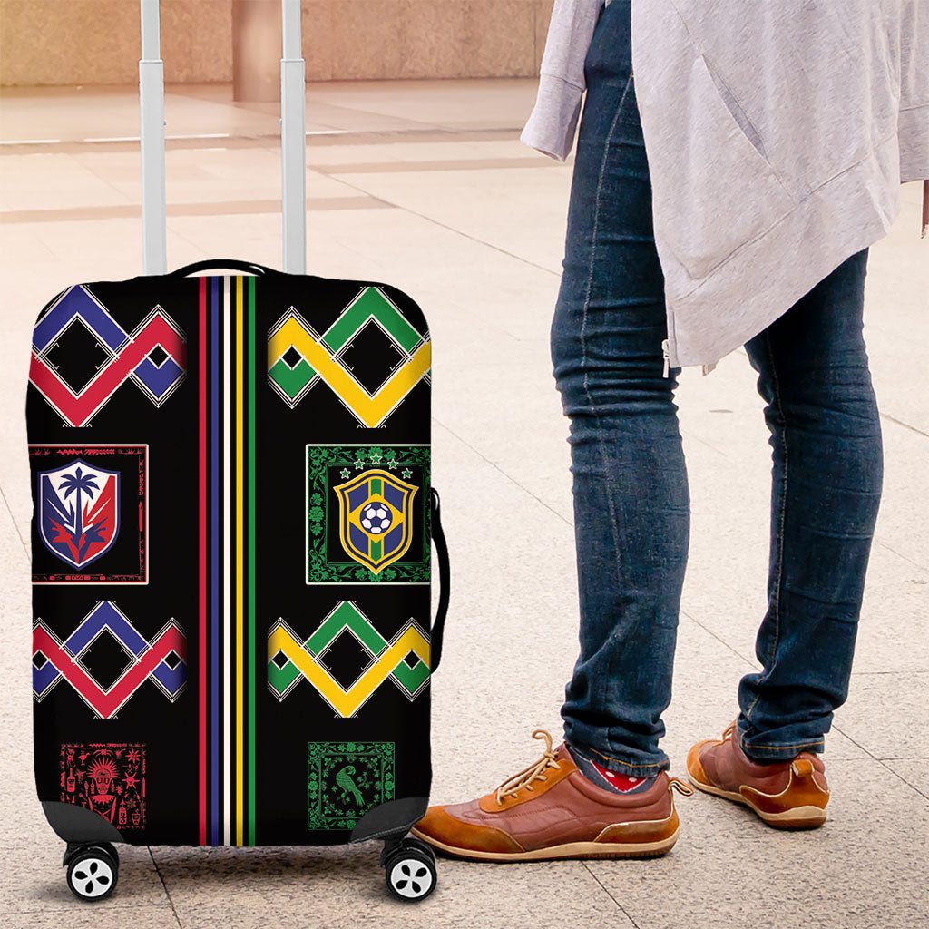 Brazil And Haiti Football Luggage Cover Mix Brazilian Haitian Roots