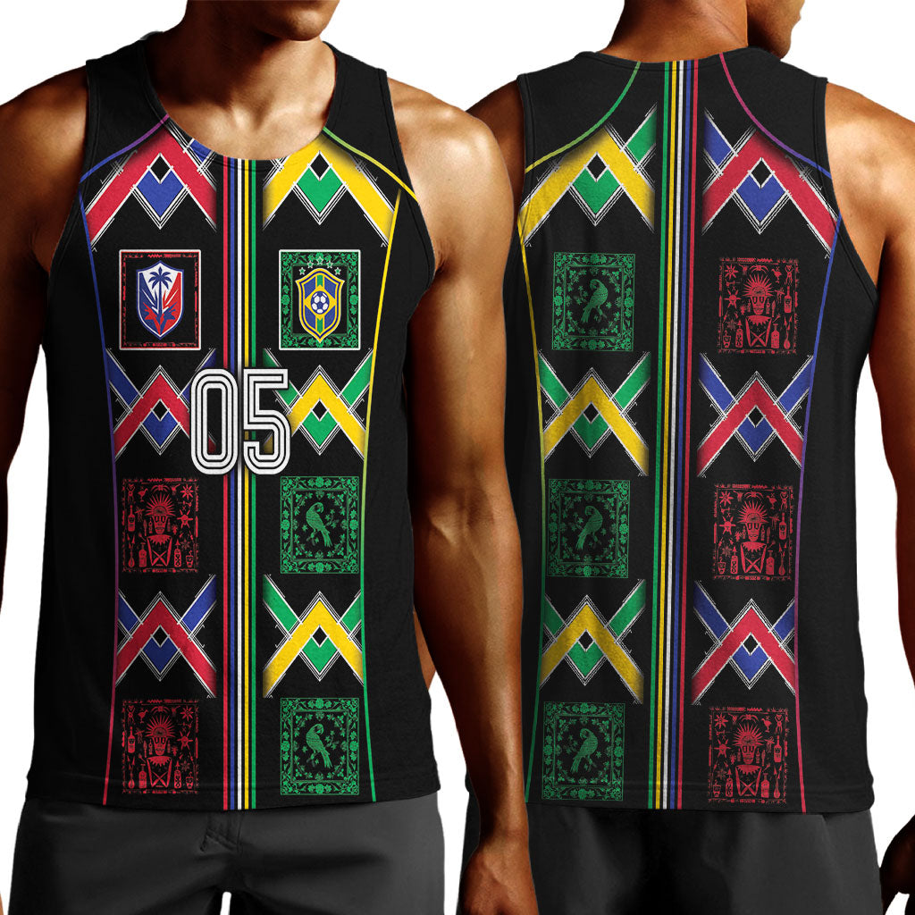 Custom Brazil And Haiti Football Men Tank Top Mix Brazilian Haitian Roots