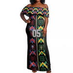 Custom Brazil And Haiti Football Off Shoulder Maxi Dress Mix Brazilian Haitian Roots