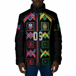 Custom Brazil And Haiti Football Padded Jacket Mix Brazilian Haitian Roots