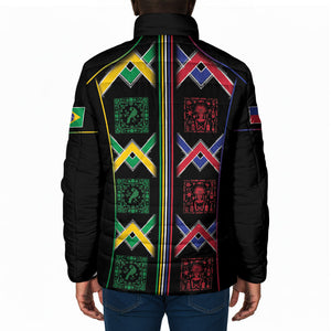 Custom Brazil And Haiti Football Padded Jacket Mix Brazilian Haitian Roots
