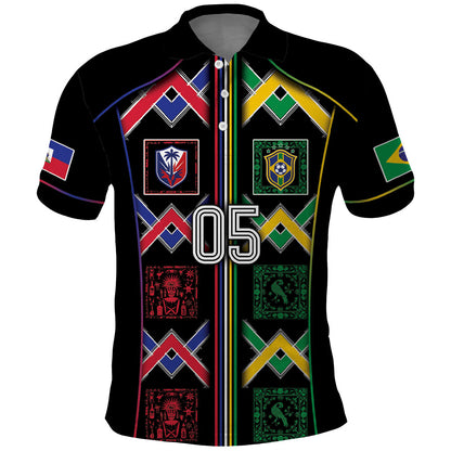 Custom Brazil And Haiti Football Polo Shirt Mix Brazilian Haitian Roots