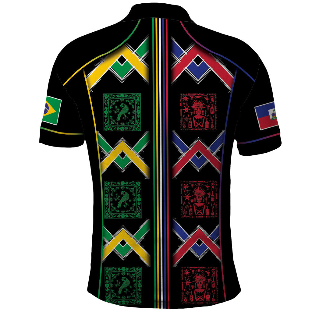 Custom Brazil And Haiti Football Polo Shirt Mix Brazilian Haitian Roots