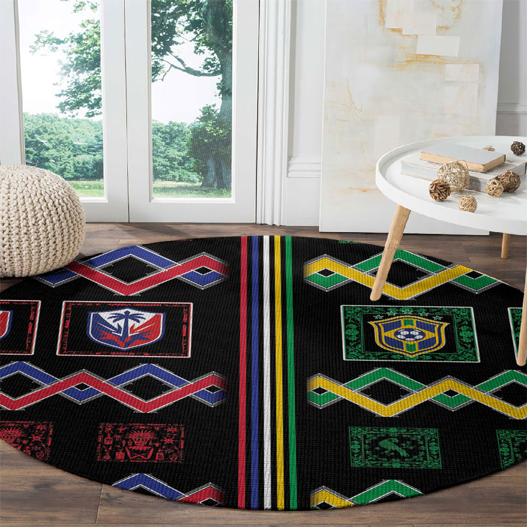 Brazil And Haiti Football Round Carpet Mix Brazilian Haitian Roots