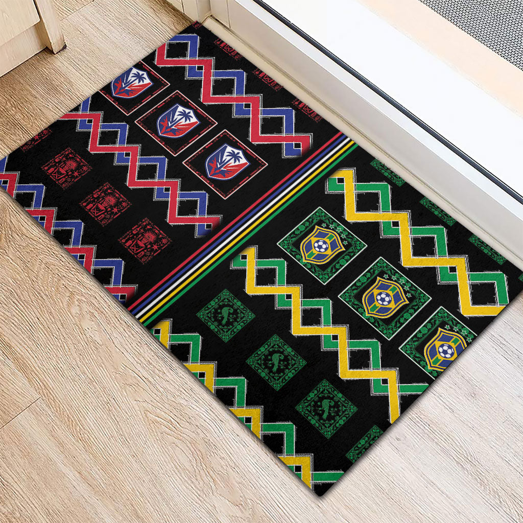 Brazil And Haiti Football Rubber Doormat Mix Brazilian Haitian Roots