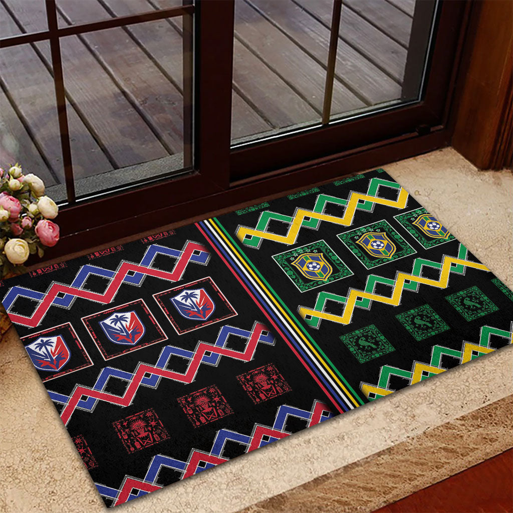 Brazil And Haiti Football Rubber Doormat Mix Brazilian Haitian Roots