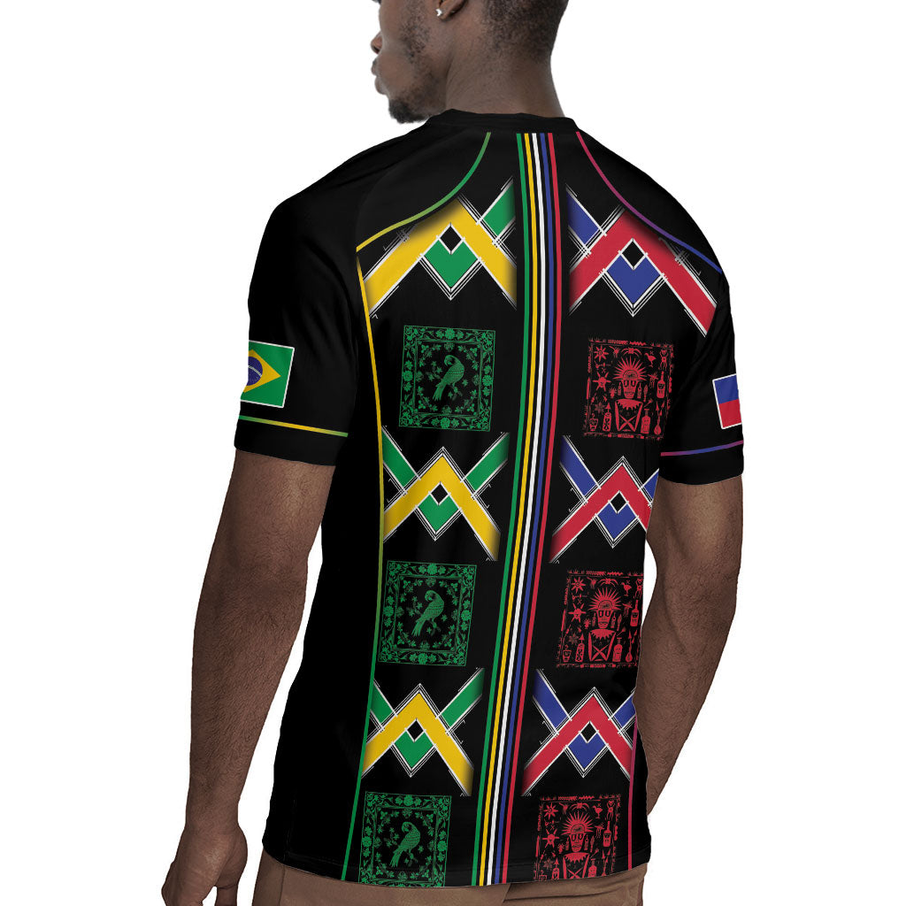Custom Brazil And Haiti Football Rugby Jersey Mix Brazilian Haitian Roots