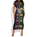 Custom Brazil And Haiti Football Short Sleeve Bodycon Dress Mix Brazilian Haitian Roots