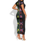 Custom Brazil And Haiti Football Short Sleeve Bodycon Dress Mix Brazilian Haitian Roots