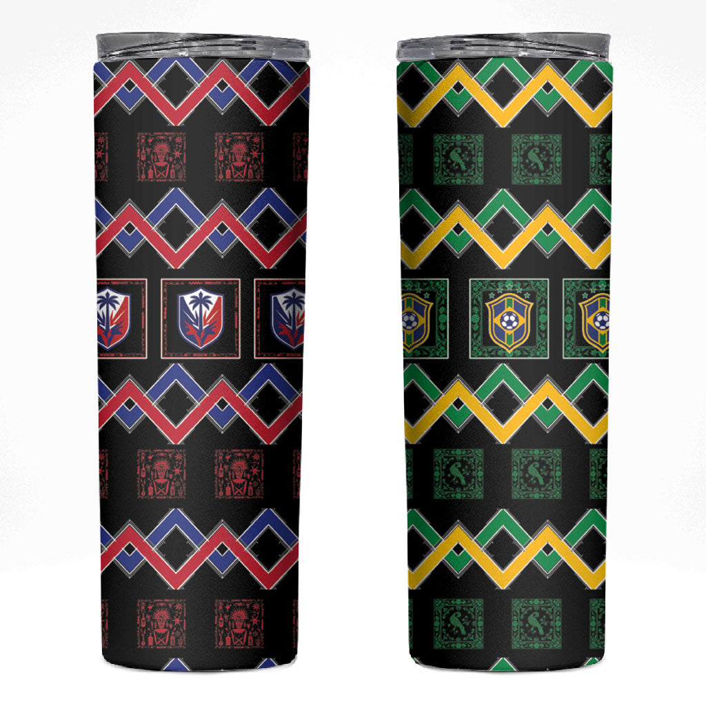Brazil And Haiti Football Skinny Tumbler Mix Brazilian Haitian Roots