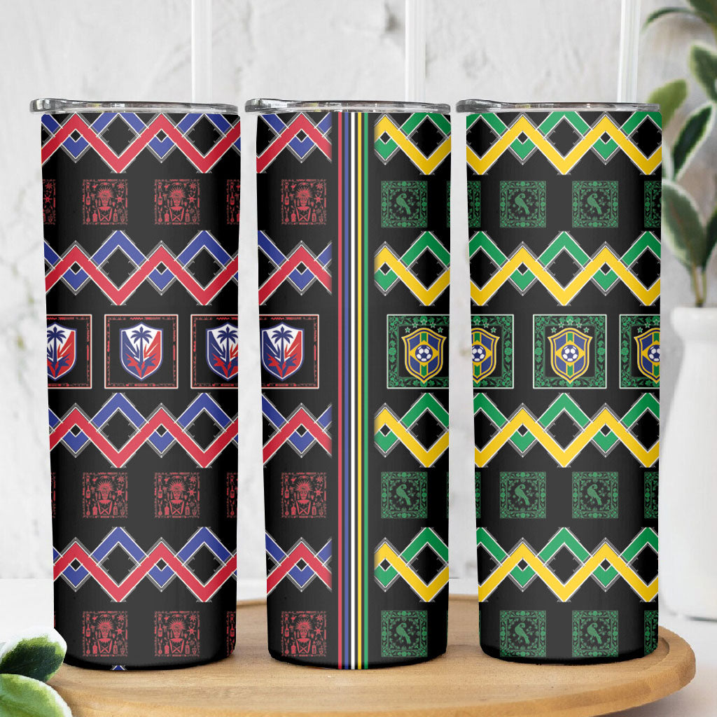 Brazil And Haiti Football Skinny Tumbler Mix Brazilian Haitian Roots