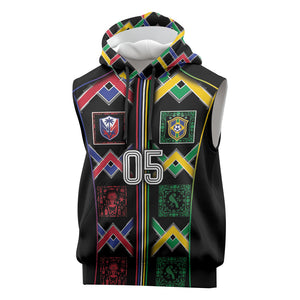 Custom Brazil And Haiti Football Sleeveless Hoodie Mix Brazilian Haitian Roots