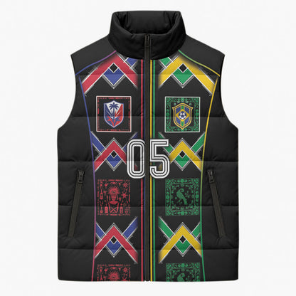 Custom Brazil And Haiti Football Sleeveless Puffer Jacket Mix Brazilian Haitian Roots