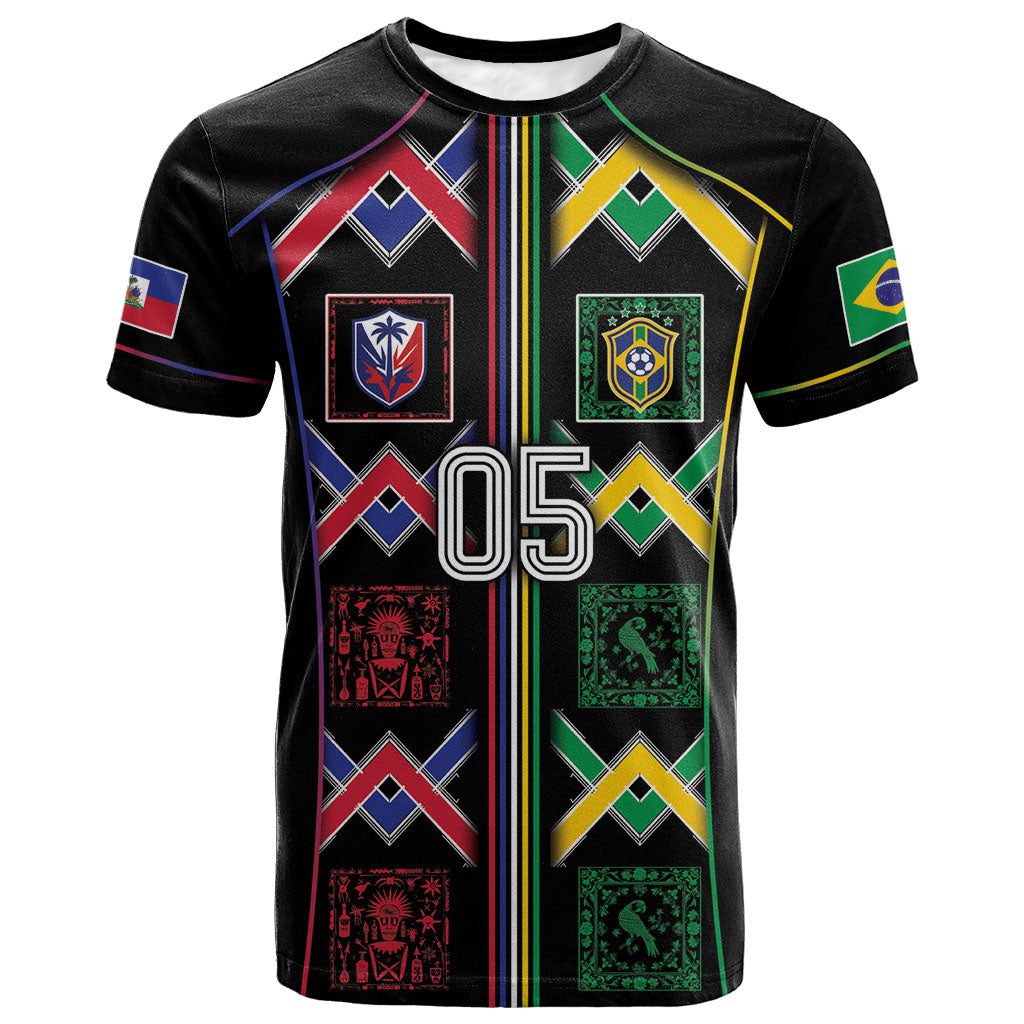 Custom Brazil And Haiti Football T shirt Mix Brazilian Haitian Roots
