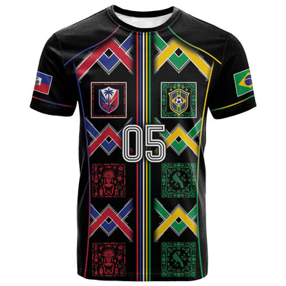 Custom Brazil And Haiti Football T shirt Mix Brazilian Haitian Roots