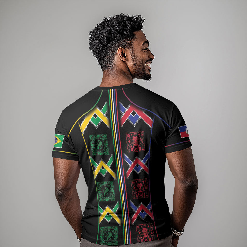 Custom Brazil And Haiti Football T shirt Mix Brazilian Haitian Roots