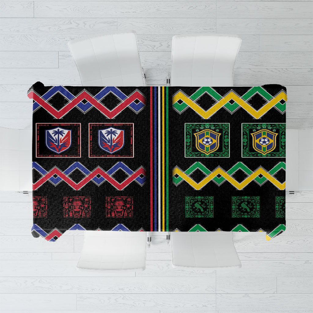 Brazil And Haiti Football Tablecloth Mix Brazilian Haitian Roots