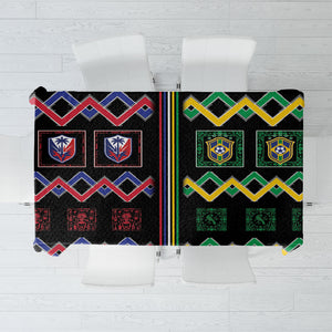 Brazil And Haiti Football Tablecloth Mix Brazilian Haitian Roots