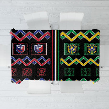 Brazil And Haiti Football Tablecloth Mix Brazilian Haitian Roots