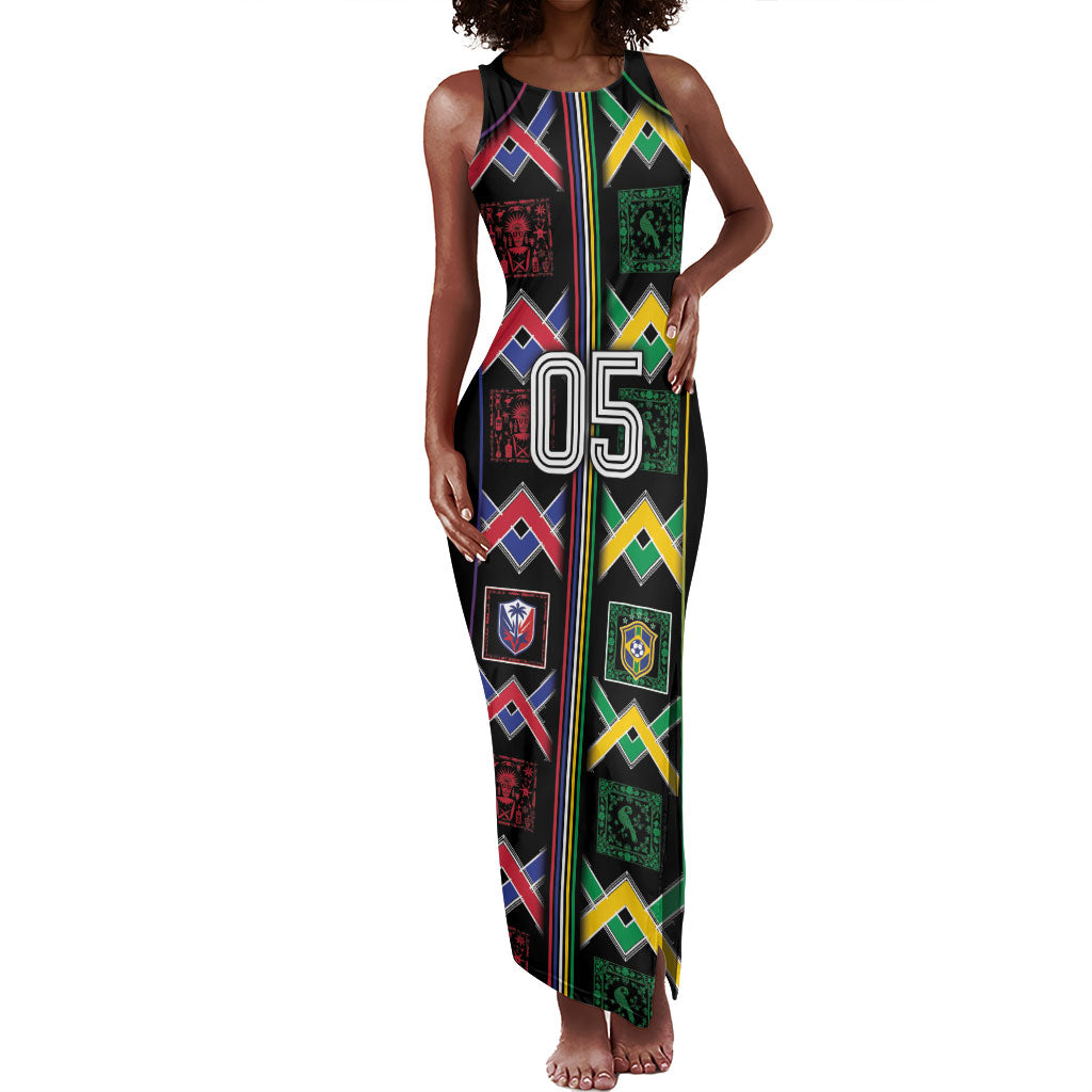 Custom Brazil And Haiti Football Tank Maxi Dress Mix Brazilian Haitian Roots