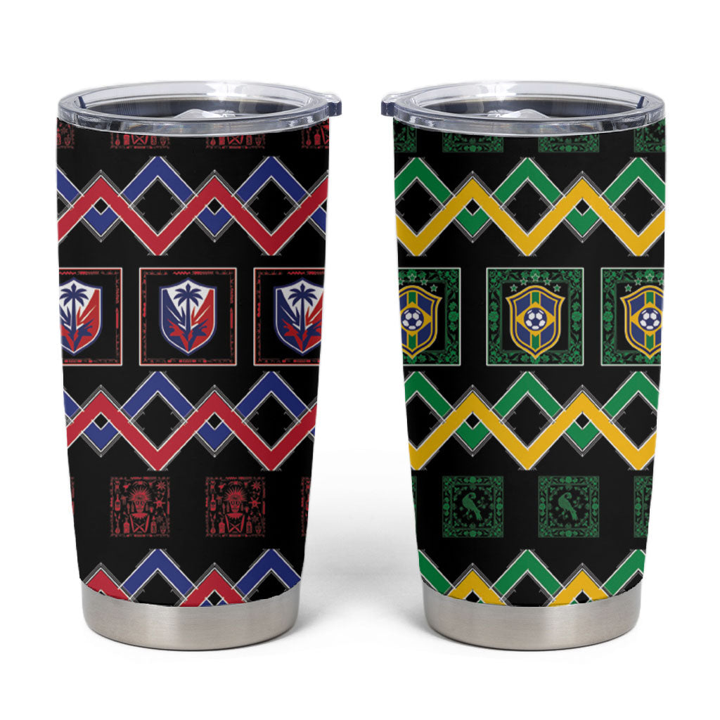 Brazil And Haiti Football Tumbler Cup Mix Brazilian Haitian Roots