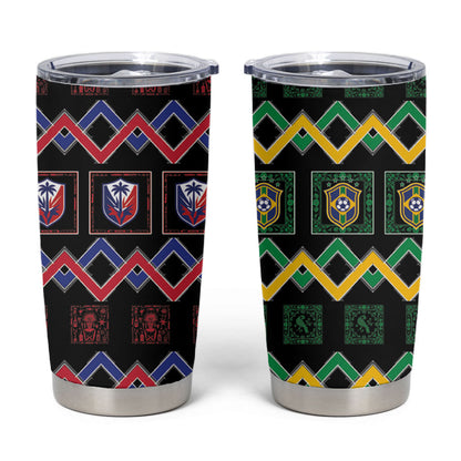 Brazil And Haiti Football Tumbler Cup Mix Brazilian Haitian Roots