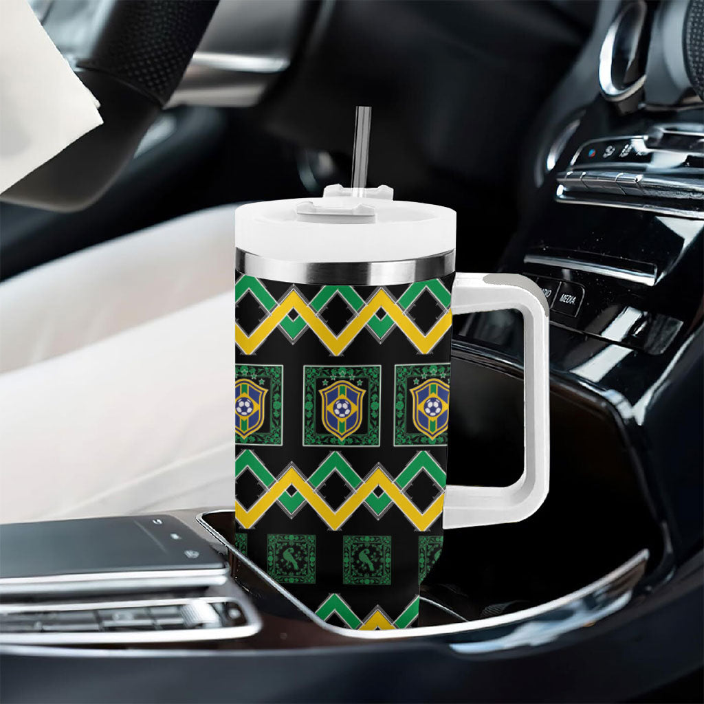 Brazil And Haiti Football Tumbler With Handle Mix Brazilian Haitian Roots