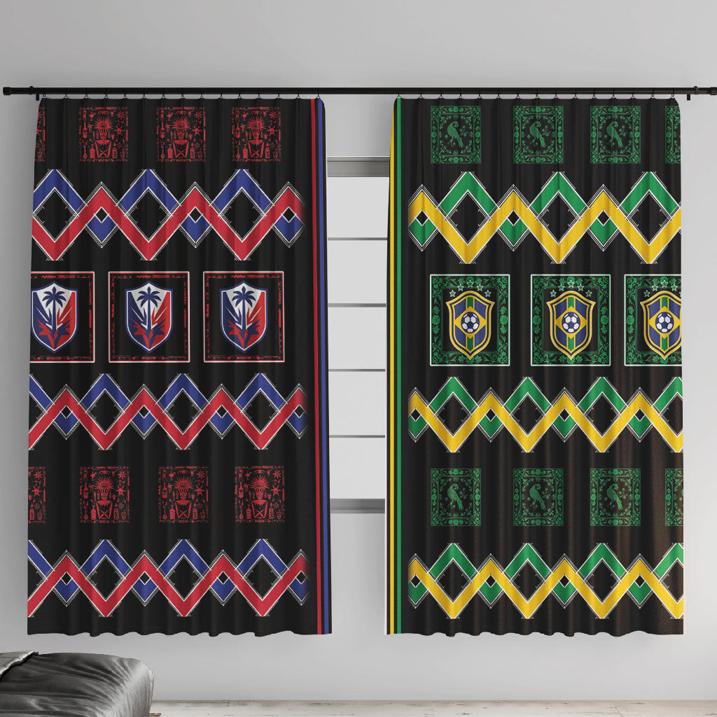 Brazil And Haiti Football Window Curtain Mix Brazilian Haitian Roots