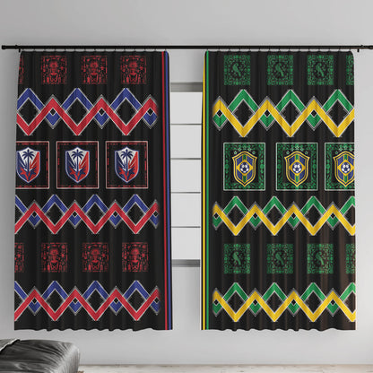 Brazil And Haiti Football Window Curtain Mix Brazilian Haitian Roots