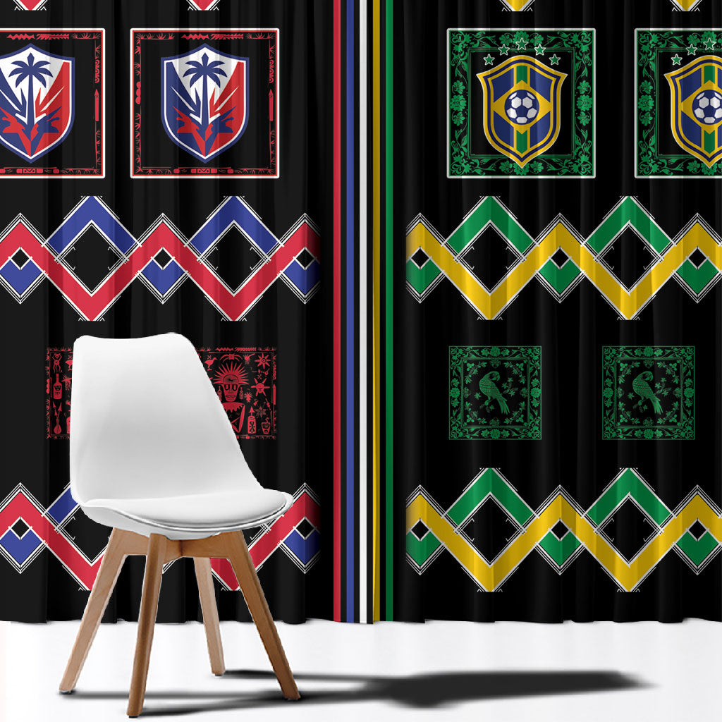 Brazil And Haiti Football Window Curtain Mix Brazilian Haitian Roots