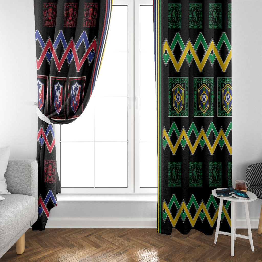 Brazil And Haiti Football Window Curtain Mix Brazilian Haitian Roots