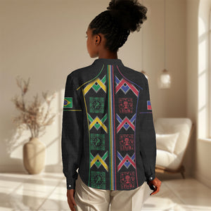 Custom Brazil And Haiti Football Women Casual Shirt Mix Brazilian Haitian Roots