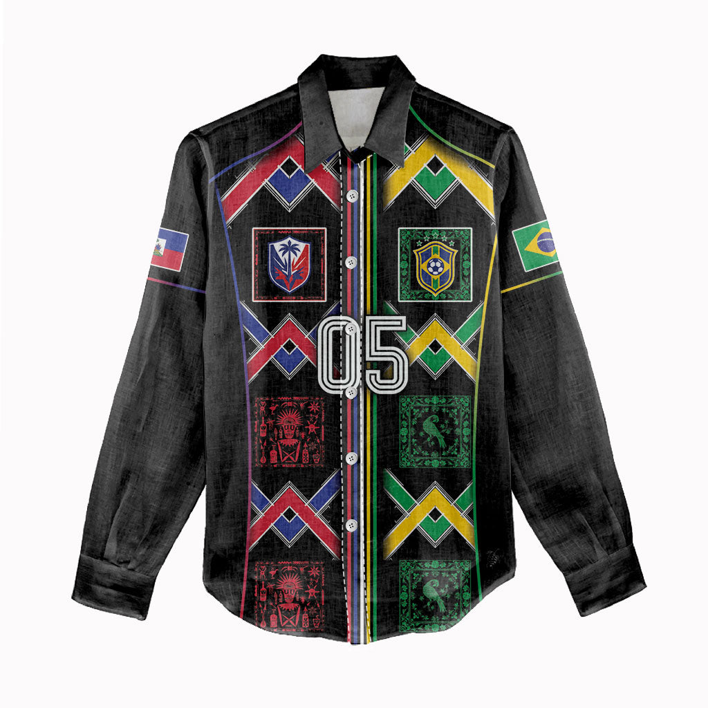 Custom Brazil And Haiti Football Women Casual Shirt Mix Brazilian Haitian Roots