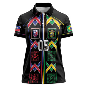 Custom Brazil And Haiti Football Women Polo Shirt Mix Brazilian Haitian Roots
