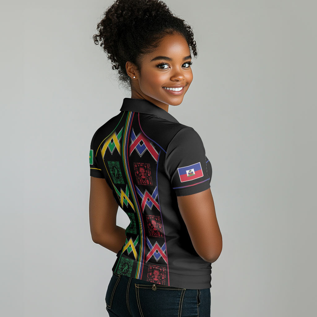 Custom Brazil And Haiti Football Women Polo Shirt Mix Brazilian Haitian Roots