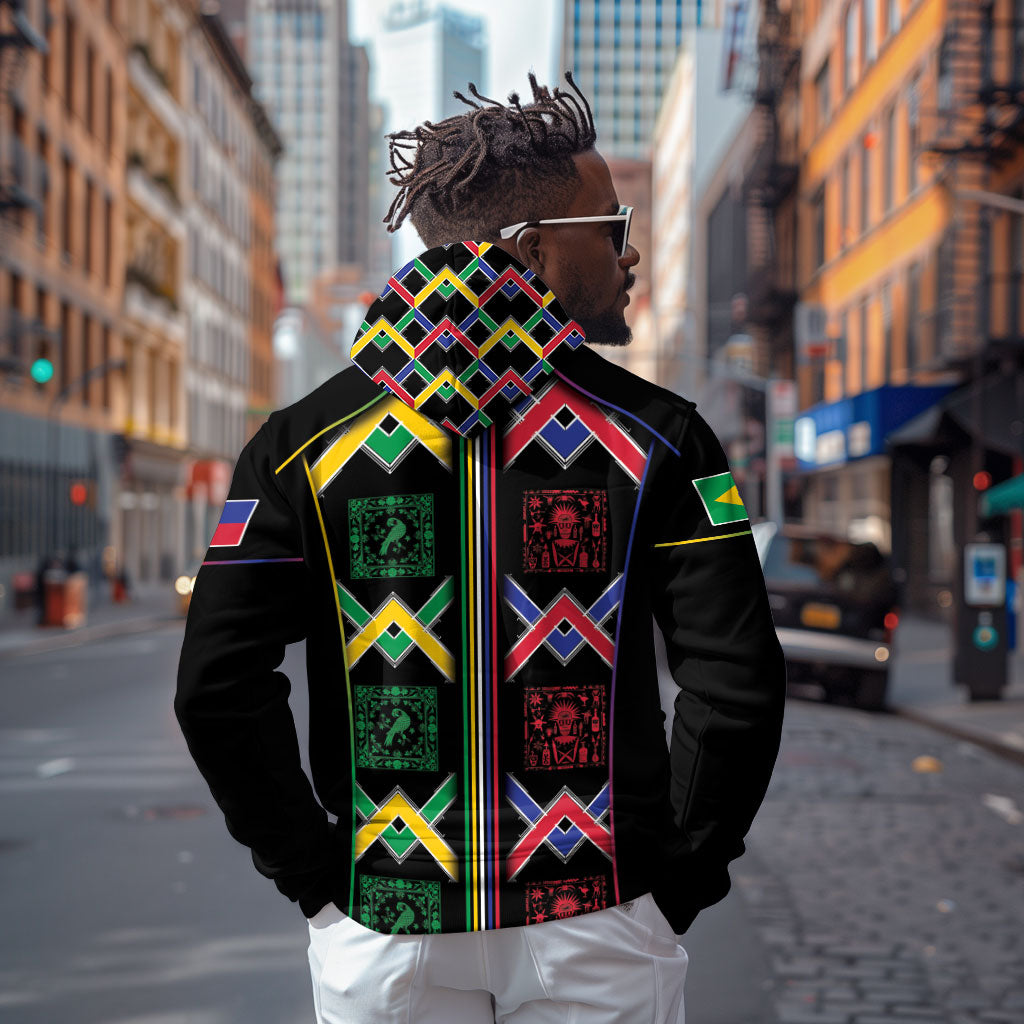 Custom Brazil And Haiti Football Zip Hoodie Mix Brazilian Haitian Roots