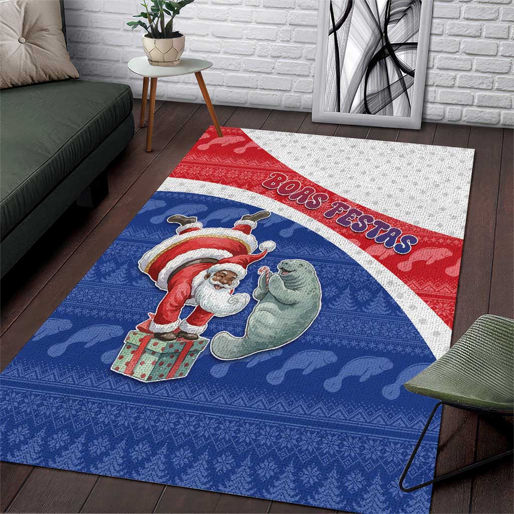 Cape Verde Christmas Area Rug Black Santa Clause With The Manatee - African Pride
