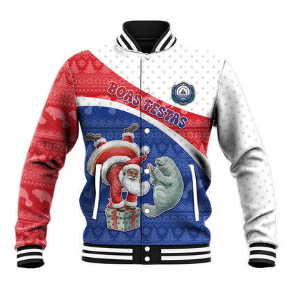 Personalized Cape Verde Christmas Baseball Jacket Black Santa Clause With The Manatee - African Pride