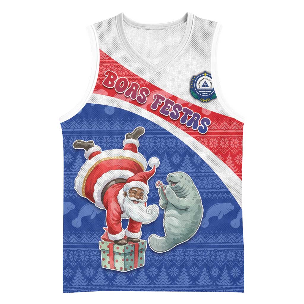 Personalized Cape Verde Christmas Basketball Jersey Black Santa Clause With The Manatee - African Pride