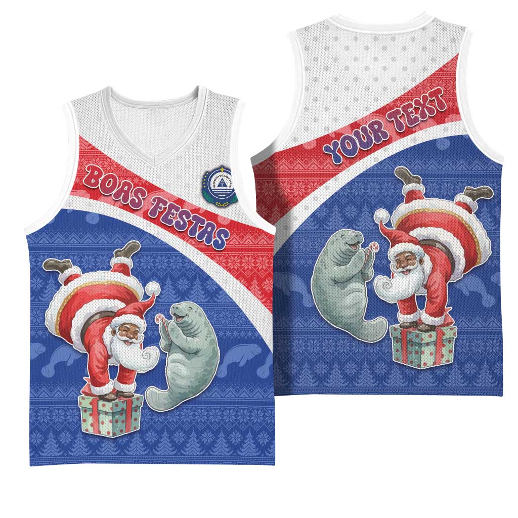 Personalized Cape Verde Christmas Basketball Jersey Black Santa Clause With The Manatee - African Pride