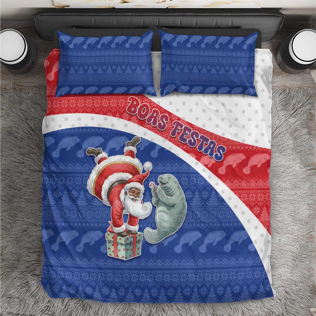 Cape Verde Christmas Bedding Set Black Santa Clause With The Manatee - African Pride