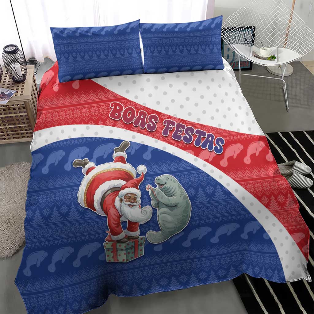 Cape Verde Christmas Bedding Set Black Santa Clause With The Manatee - African Pride