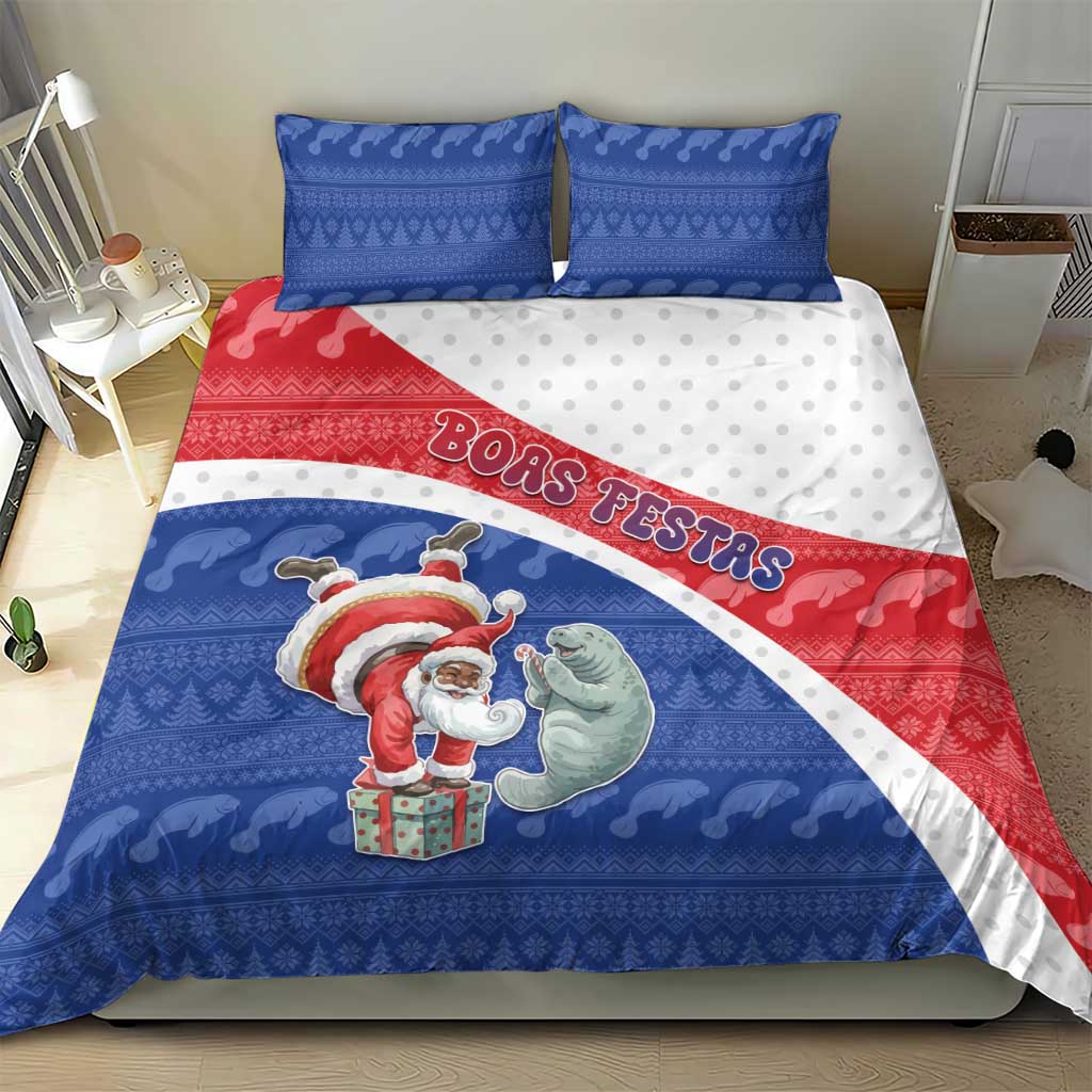 Cape Verde Christmas Bedding Set Black Santa Clause With The Manatee - African Pride