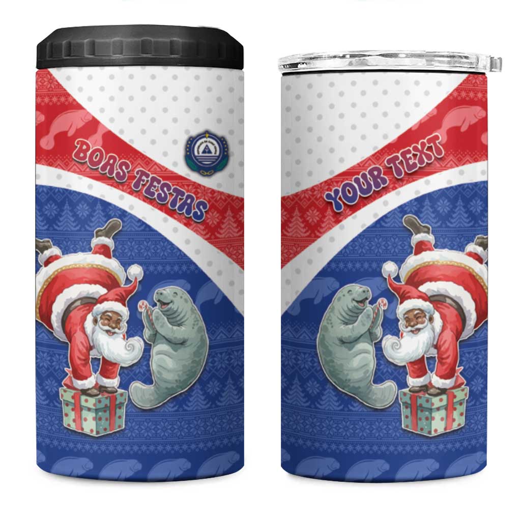 Personalized Cape Verde Christmas 4 in 1 Can Cooler Tumbler Black Santa Clause With The Manatee - African Pride