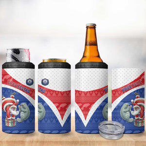Personalized Cape Verde Christmas 4 in 1 Can Cooler Tumbler Black Santa Clause With The Manatee - African Pride