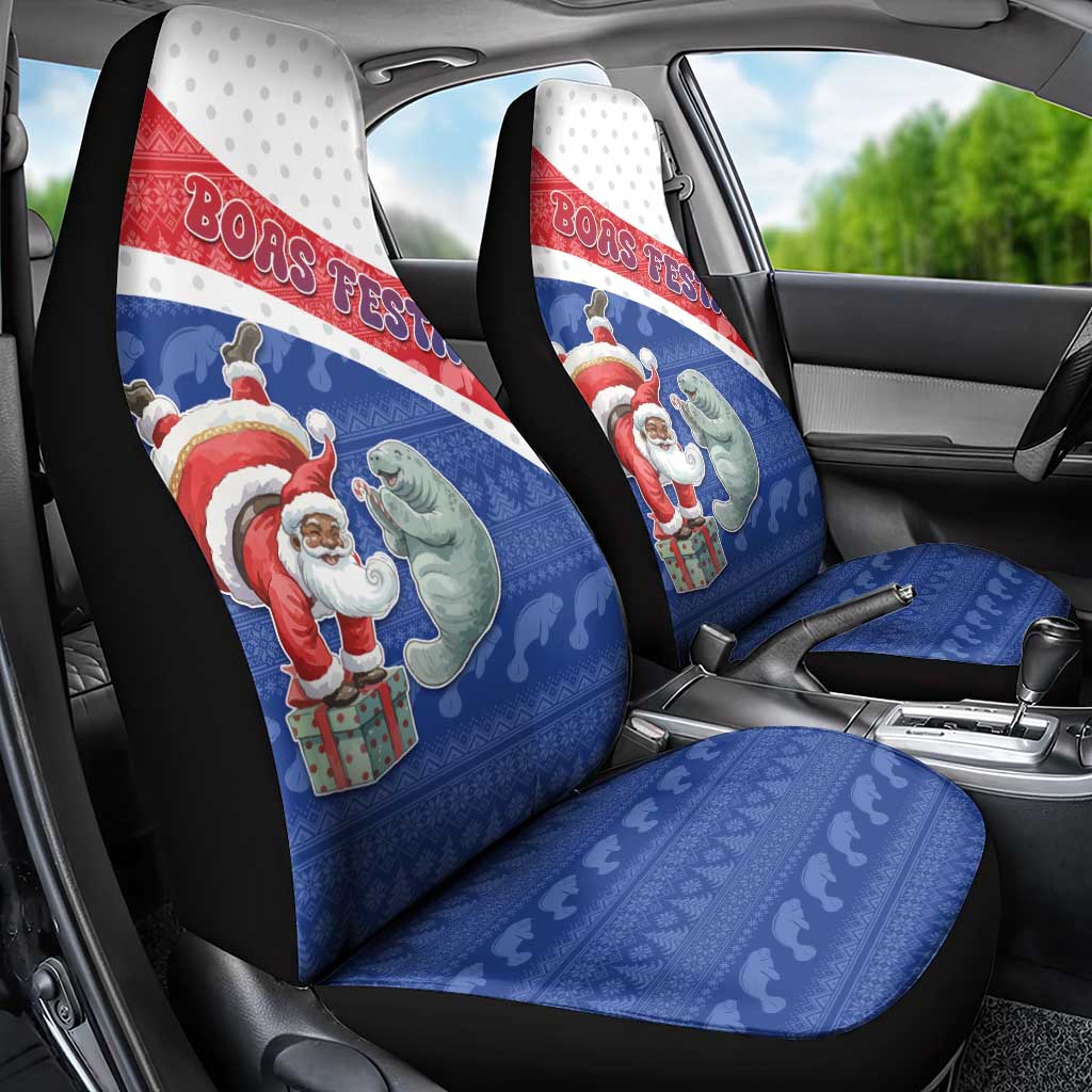Cape Verde Christmas Car Seat Cover Black Santa Clause With The Manatee - African Pride